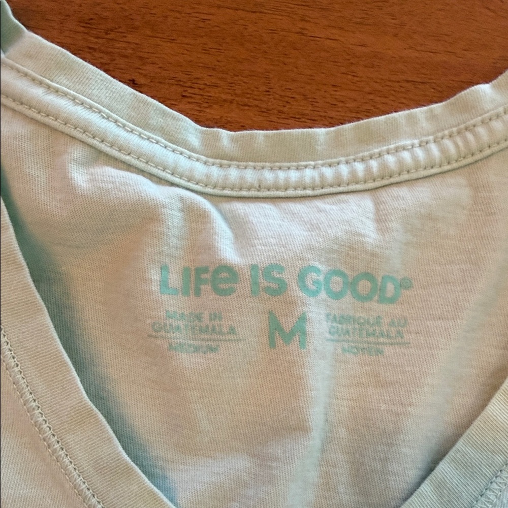 Life Is Good Mint Green V-Neck Daisy Graphic Tee - Picture 2 of 5